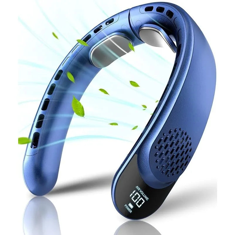 Portable Neck Fan, 4 Turbo Neck Fan, 4000 Mah Battery Operated, USB Rechargeable Personal Fan, 3 Speeds, 360° Cooling Airflow