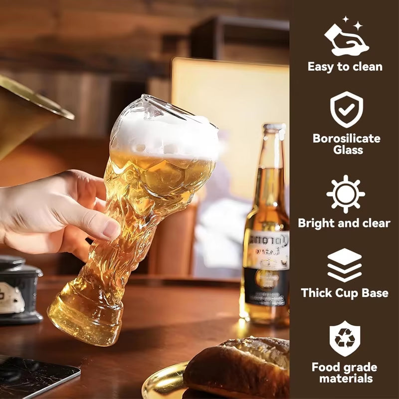 A Glass of Beer Beer Glass Coffee Mugs Trophy Shape Comfort with Distinctive Texture Beer Mug Suitable for Family Gatherings