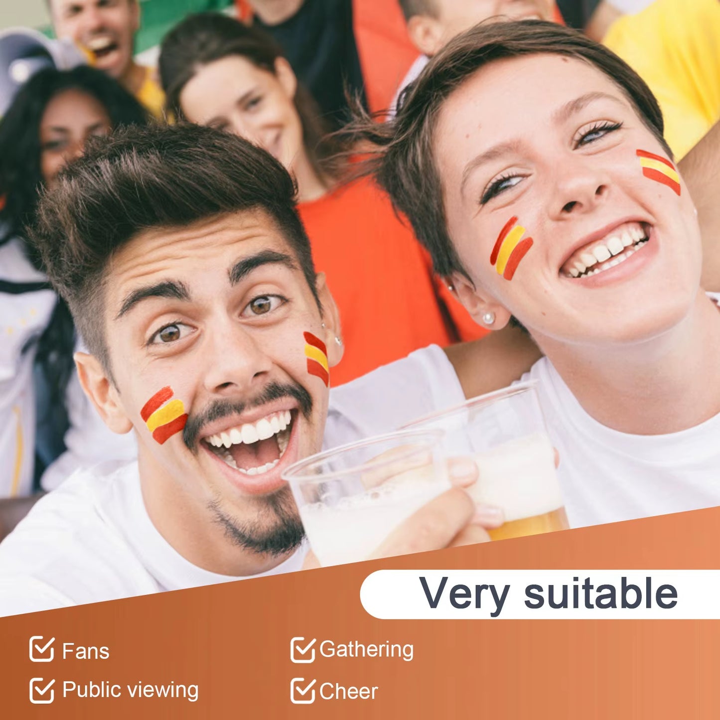 Country Flag Face Paint Stick Stripe Football Fan Brush Stick Face & Body Paint Football Game Cheering Cheerleading Decoration