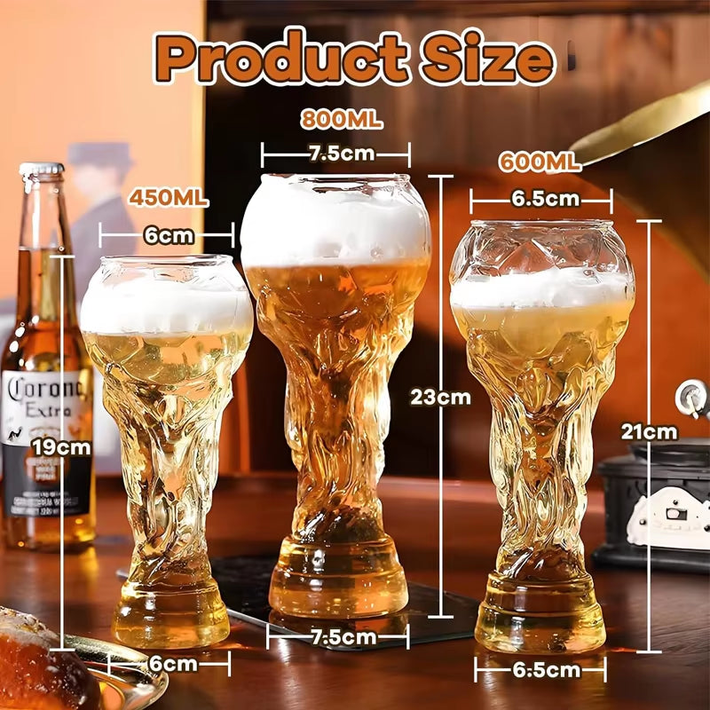 A Glass of Beer Beer Glass Coffee Mugs Trophy Shape Comfort with Distinctive Texture Beer Mug Suitable for Family Gatherings