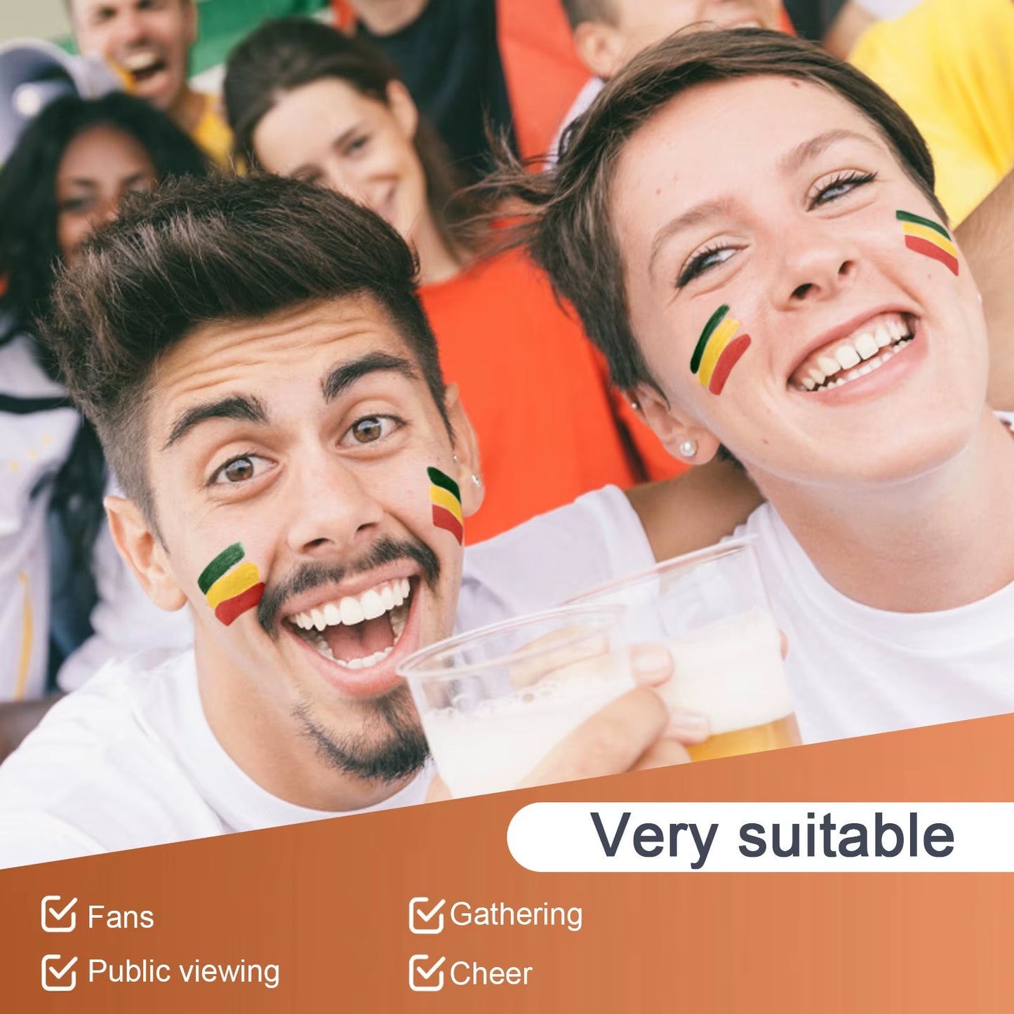 Country Flag Face Paint Stick Stripe Football Fan Brush Stick Face & Body Paint Football Game Cheering Cheerleading Decoration