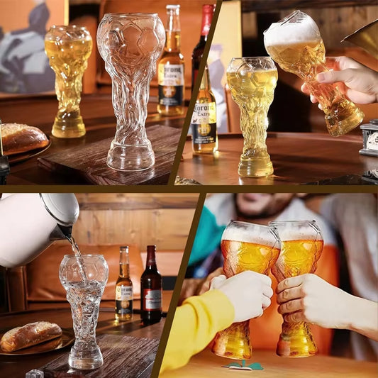 A Glass of Beer Beer Glass Coffee Mugs Trophy Shape Comfort with Distinctive Texture Beer Mug Suitable for Family Gatherings